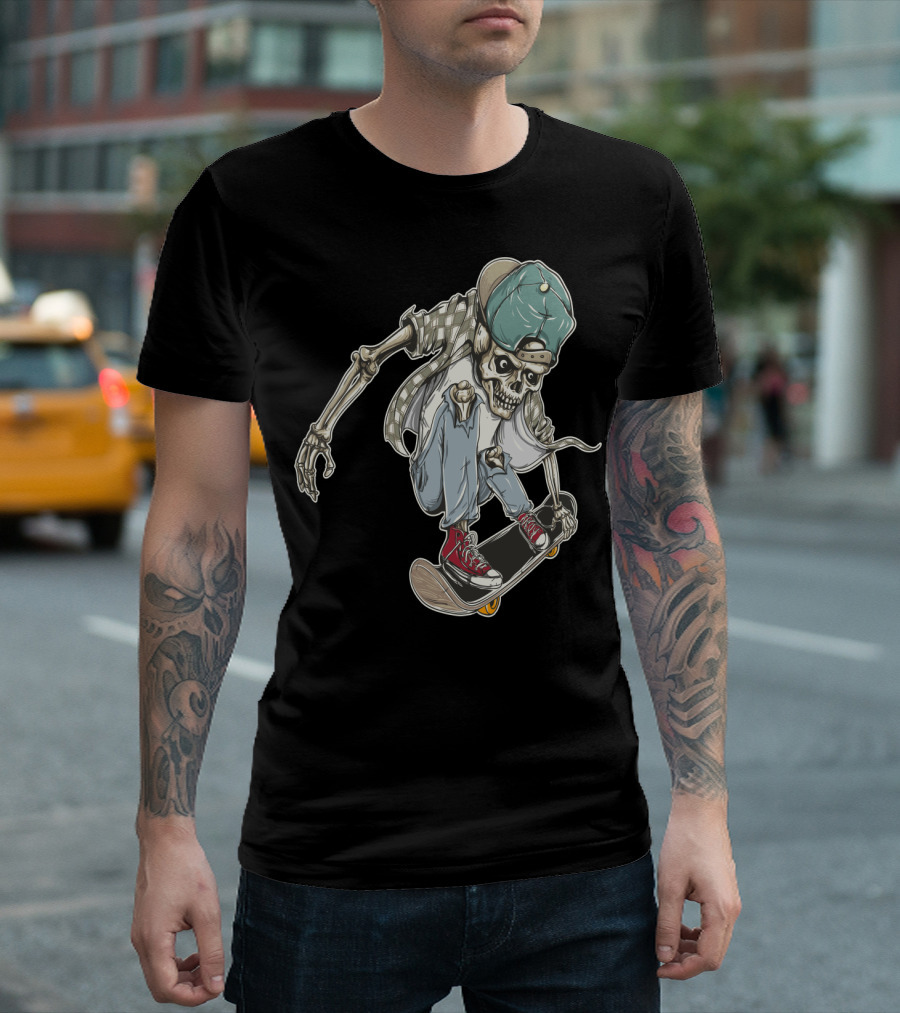 Extreme Skull Skeleton Skaters Skateboard Sports T-Shirt