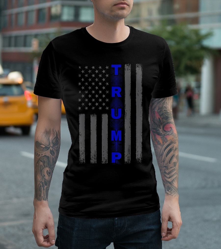 Thin Blue Line American Flag Trump USA T-Shirt