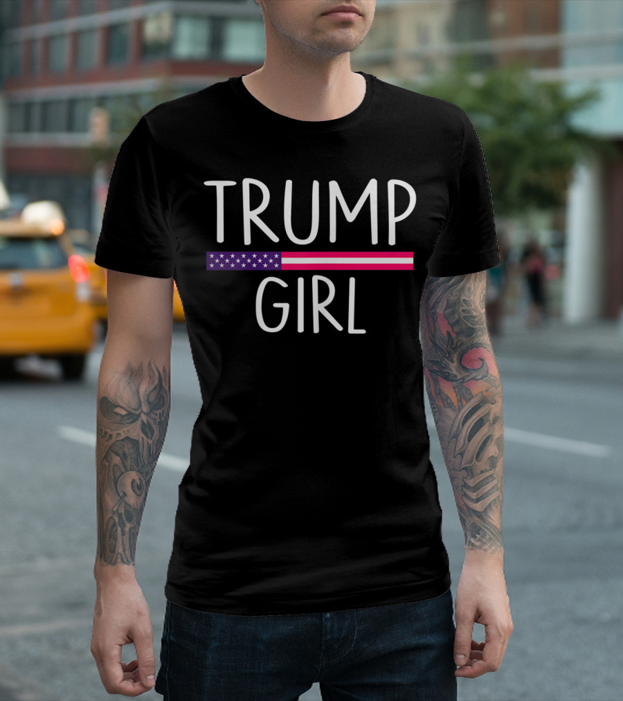 TRUMP GIRL American Flag Support T-Shirt