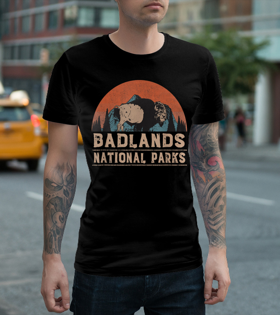 Badlands National Parks Vintage Buffalo T-Shirt