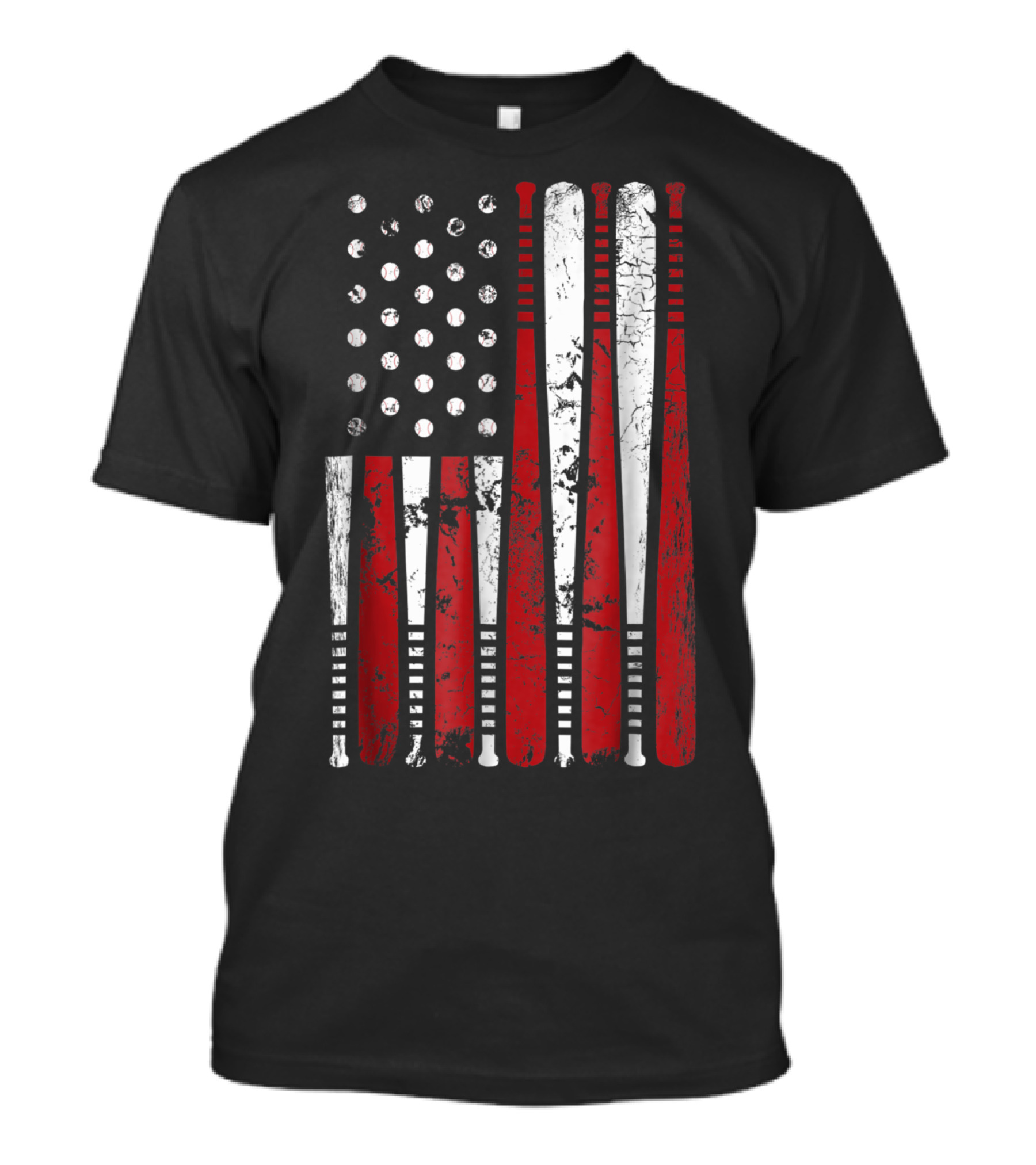 Vintage American USA Flag Baseball Bat T-Shirt