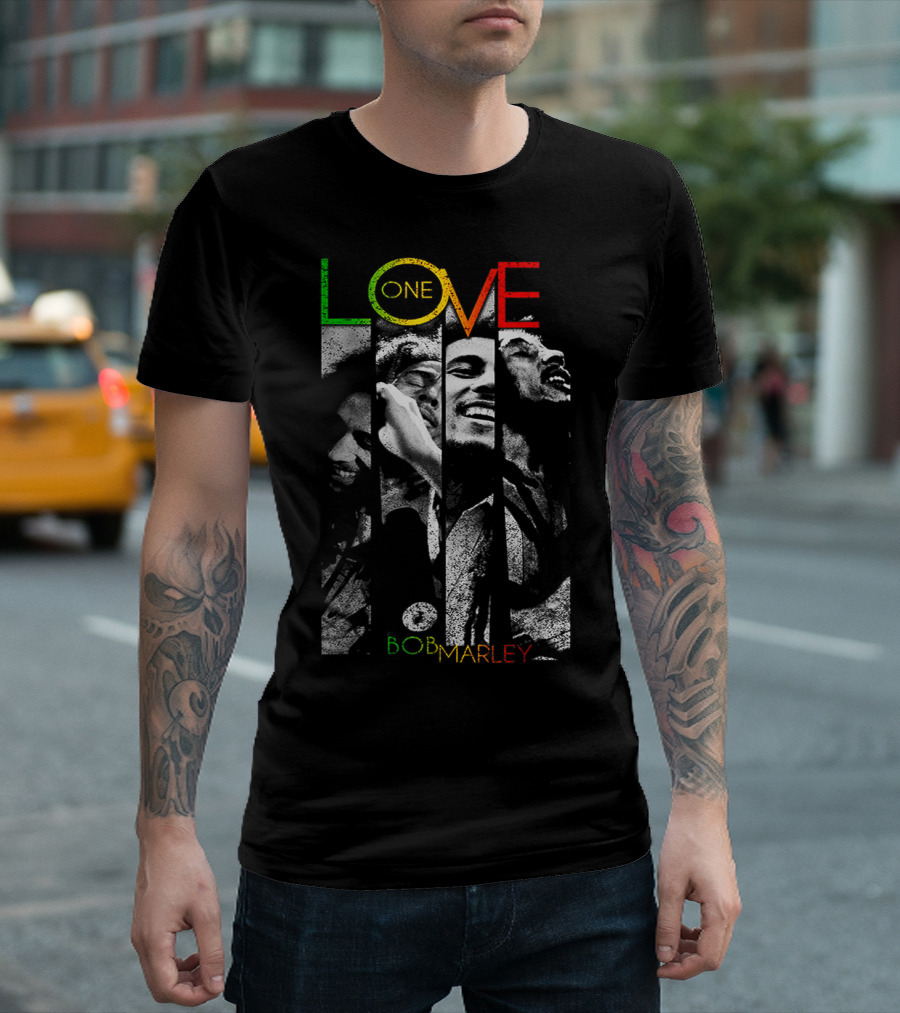 One Love Bob Marley Vintage Marleys Distressed Classic Bob T-Shirt