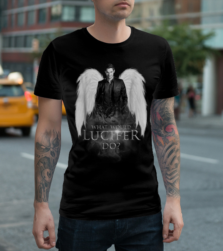 What Would Lucifer Do Angel Wings Dark Suit T-Shirt