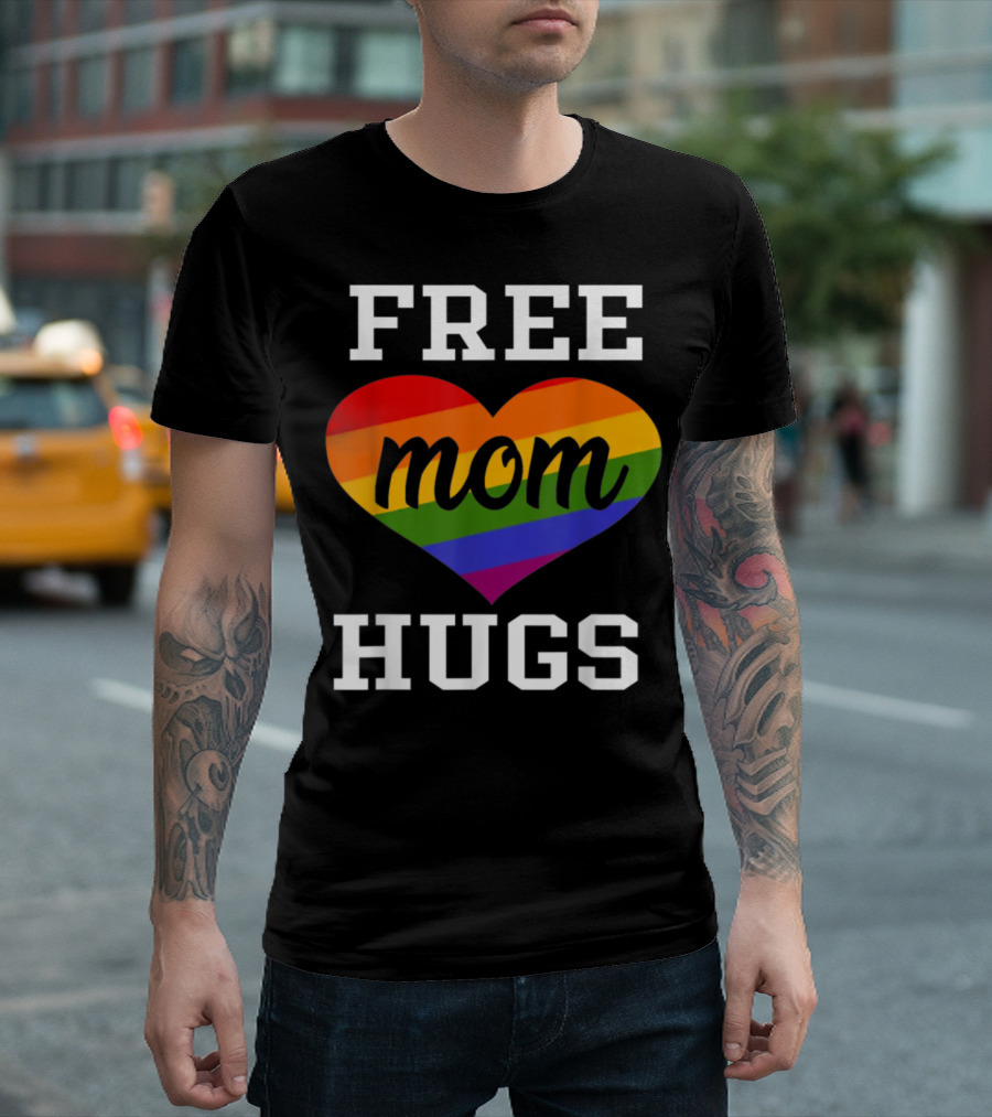 Free Mom Hugs Rainbow Heart T-Shirt