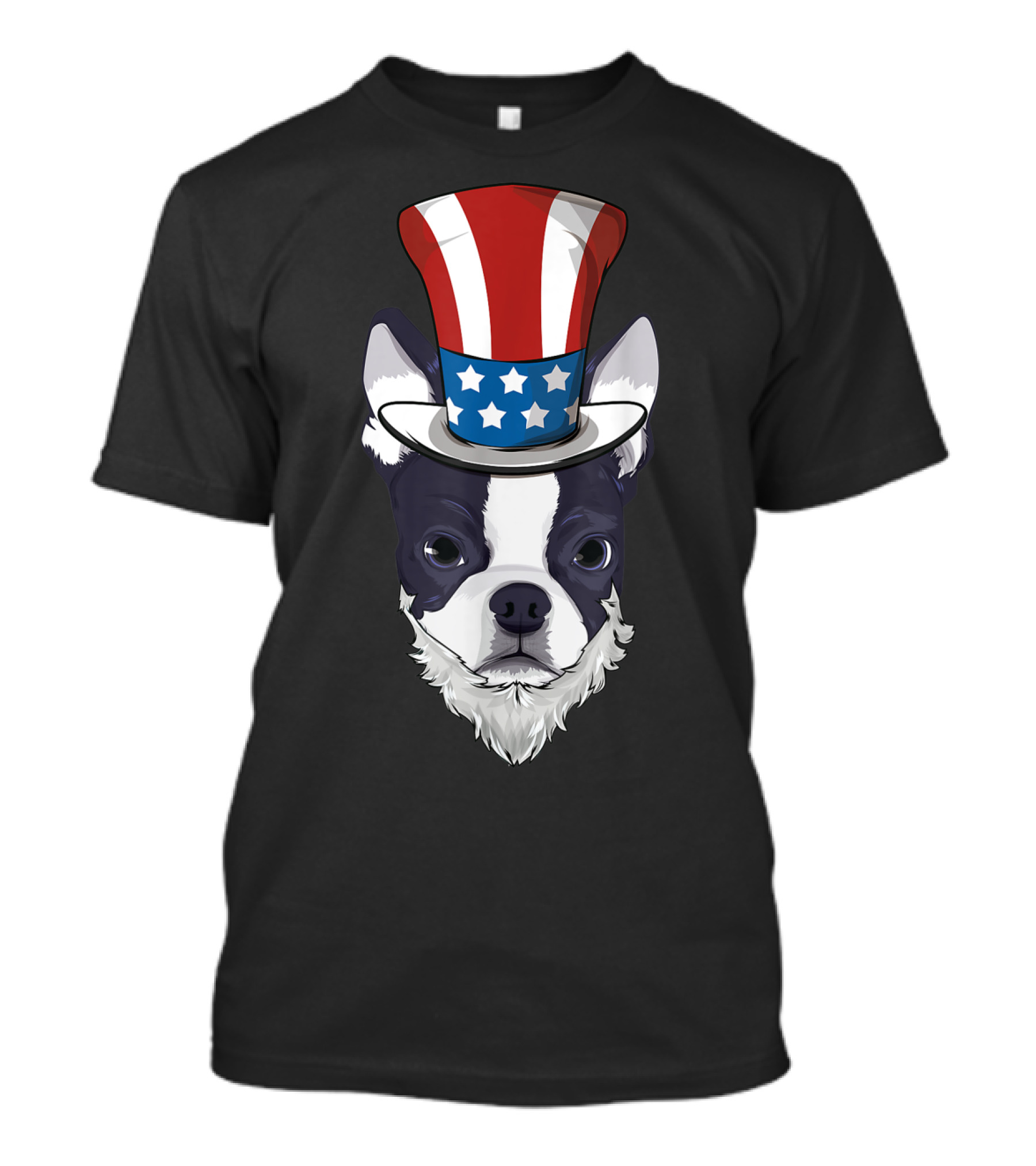 Boston Terrier Uncle Sam Hat Lincoln Beard 4th Of July T-Shirt