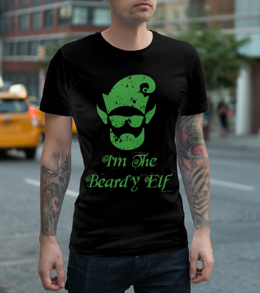 I'm The Beardy Elf Christmas Hipster Beard Hat Ears T-Shirt
