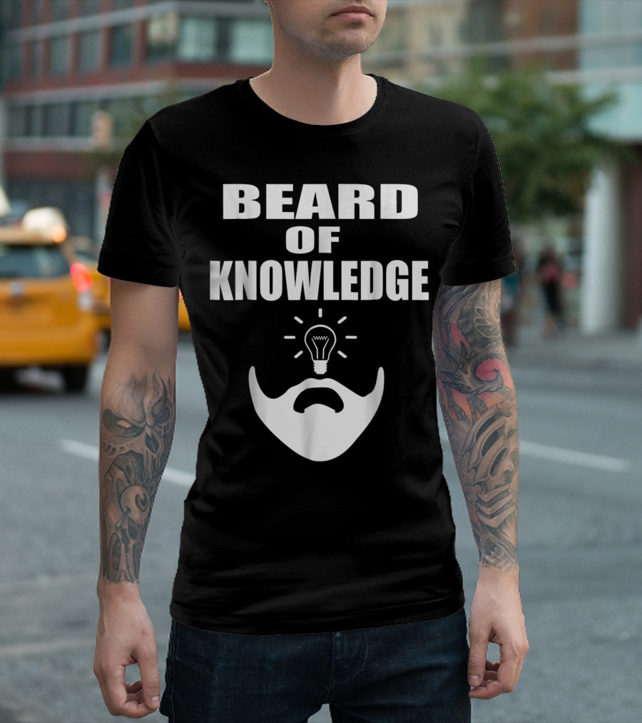 Beard of Knowledge Funny Lightbulb Beard T-Shirt