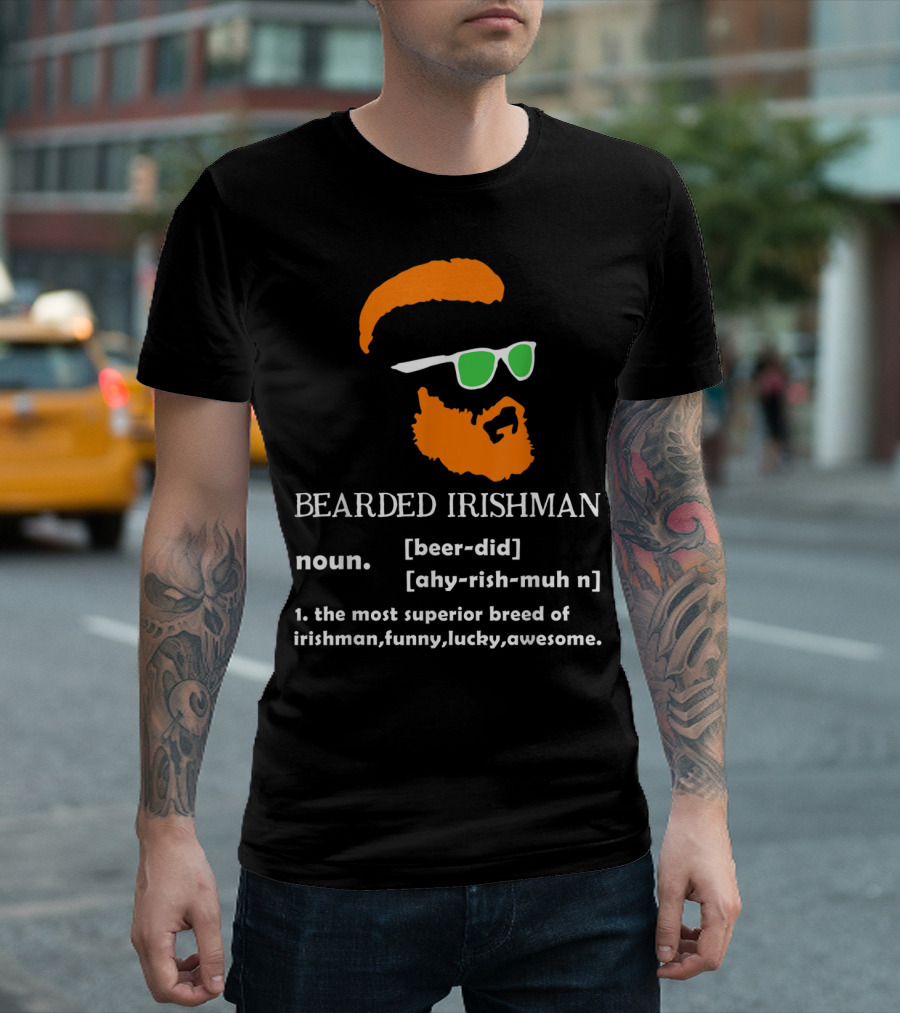 Bearded Irishman Funny St Patrick's Day Beard Lover Noun Definition T-Shirt
