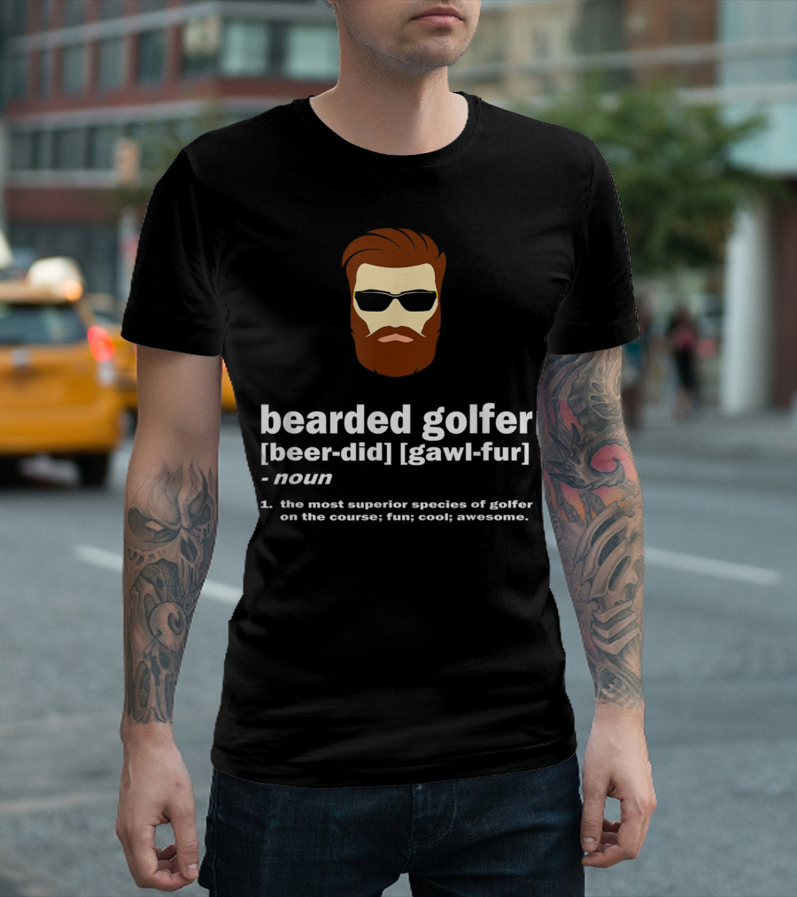 Bearded Golfer Funny Cool Awesome Noun Definition T-Shirt