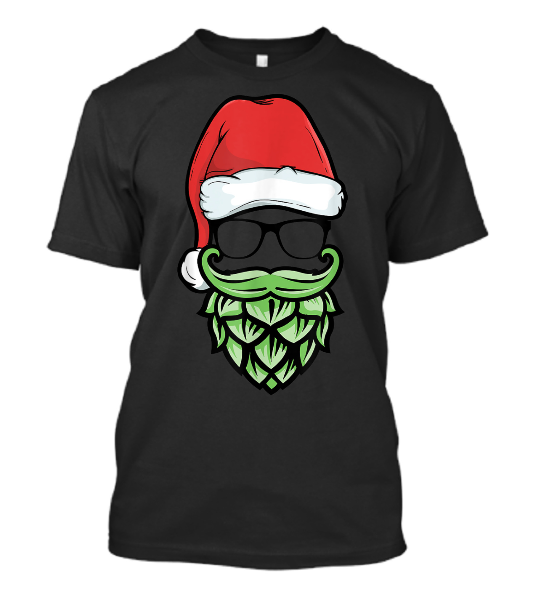 Hipster Santa With Hops Beard Christmas Beer Lover T-Shirt
