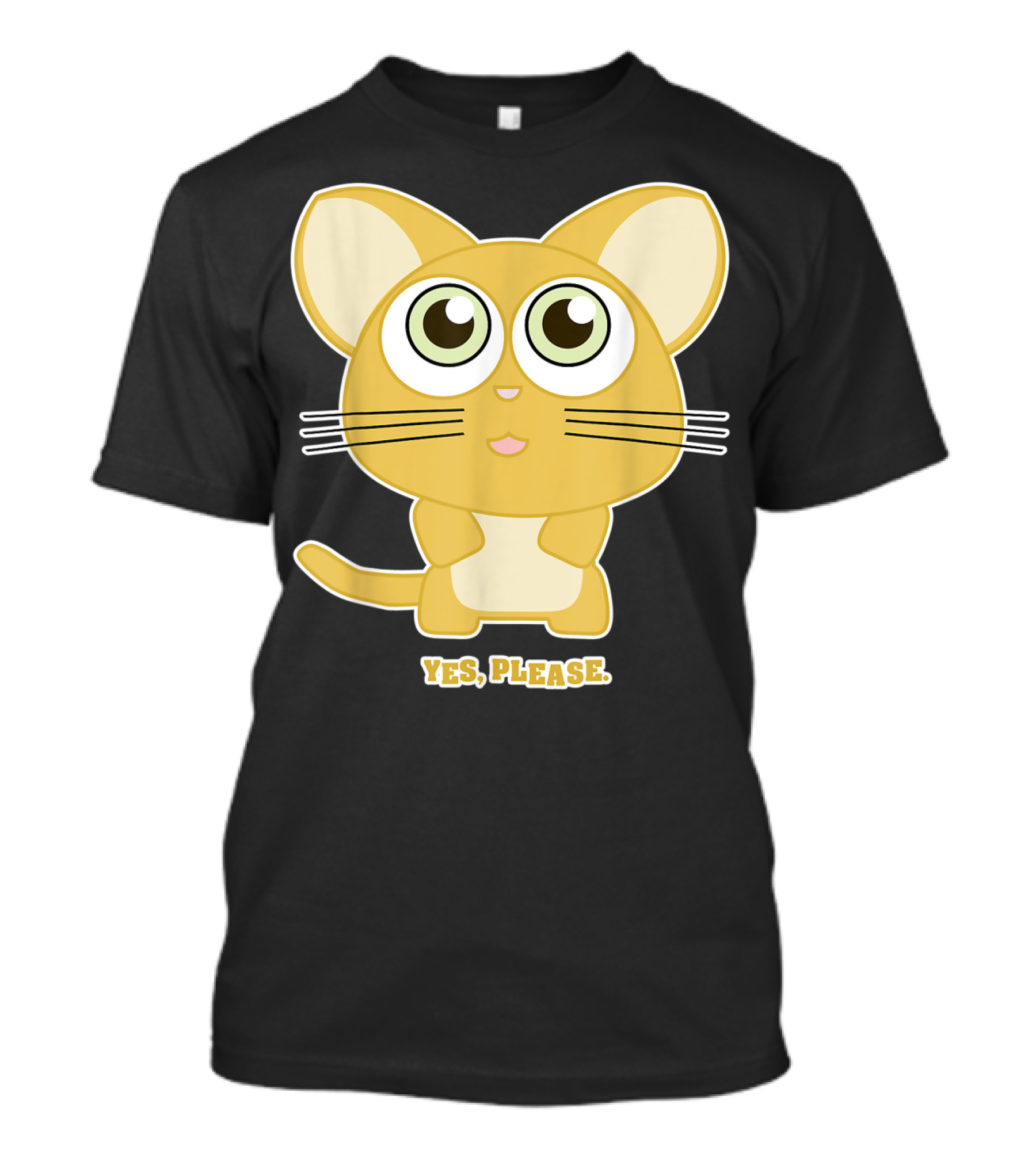 Cute Anime Style Cat With Big Eyes Yes Please XA T-Shirt
