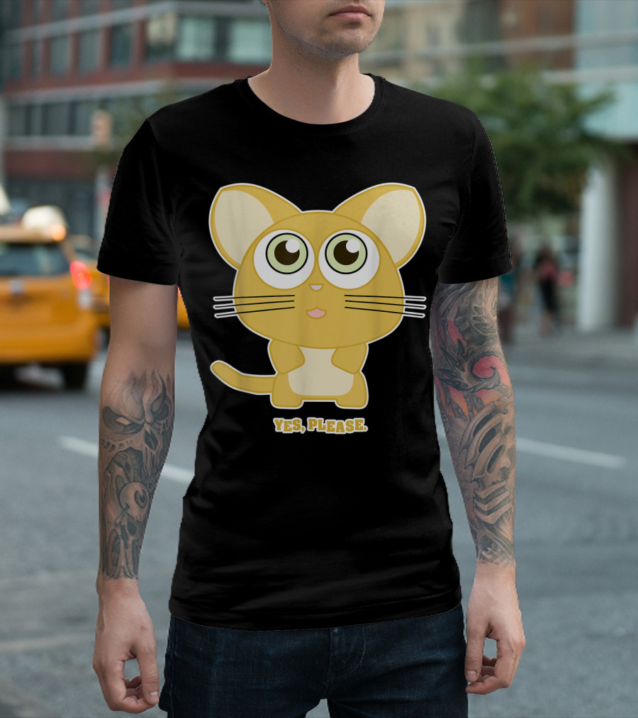 Cute Anime Style Cat With Big Eyes Yes Please XA T-Shirt