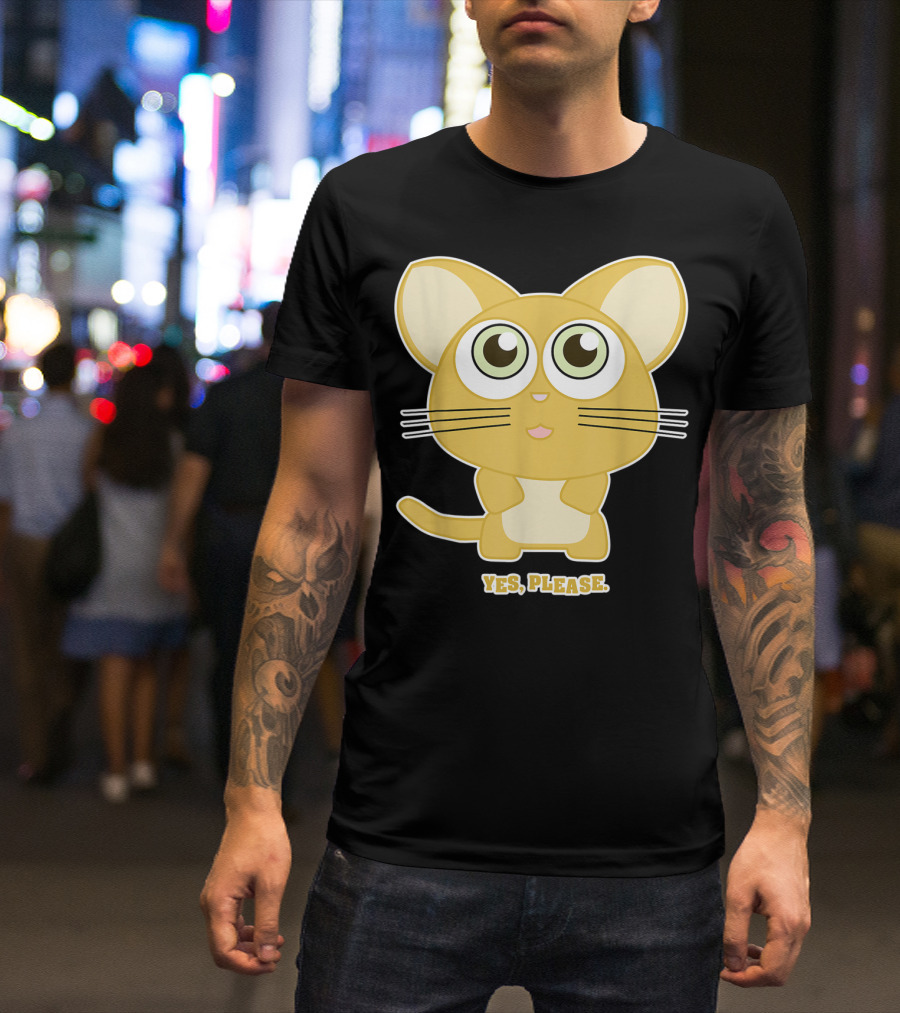 Cute Anime Style Cat With Big Eyes Yes Please XA T-Shirt