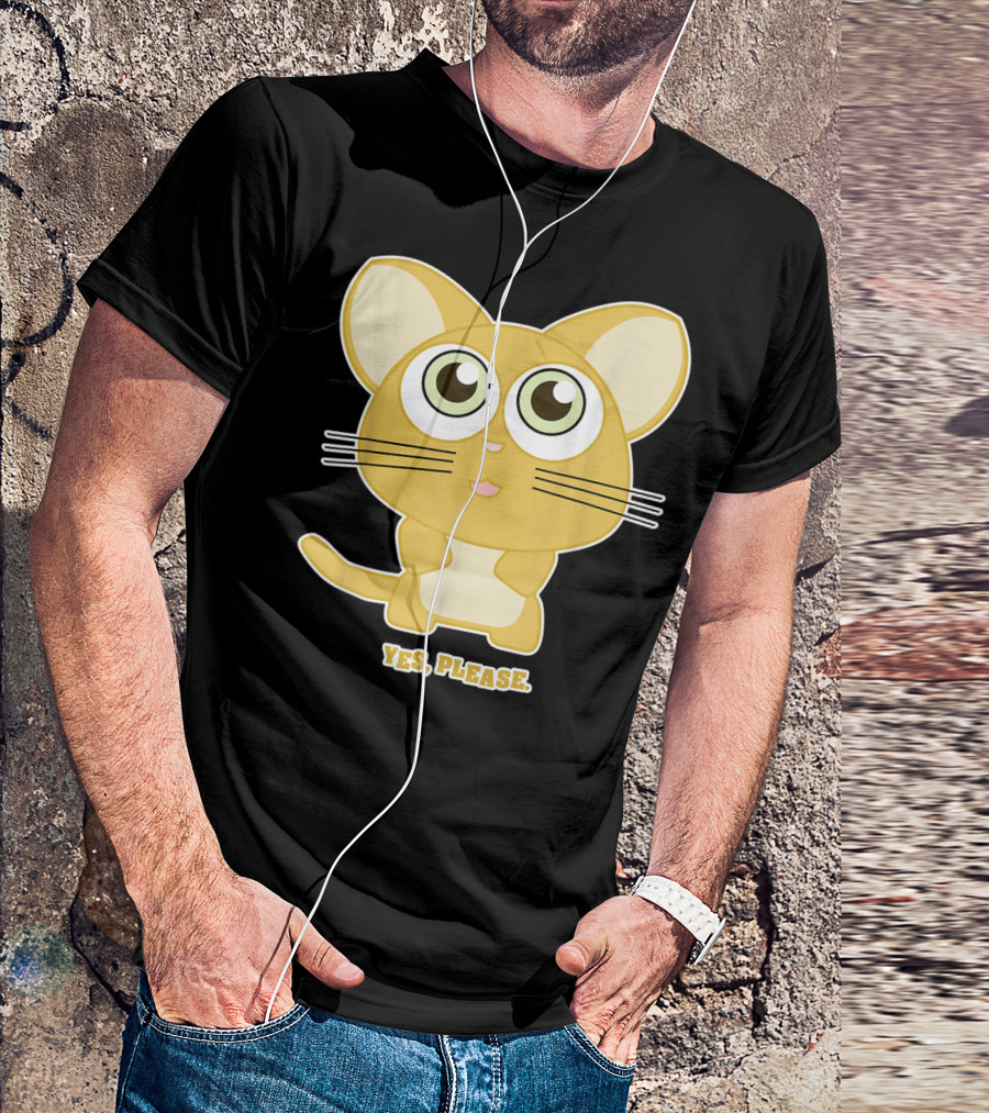 Cute Anime Style Cat With Big Eyes Yes Please XA T-Shirt