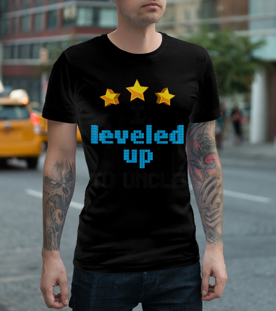 I Leveled Up to Uncle Cute Future Gamer with Stars T-Shirt