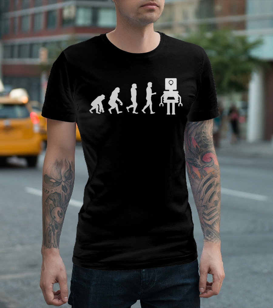 Funny AI Evolution From Primates To Robots T-Shirt