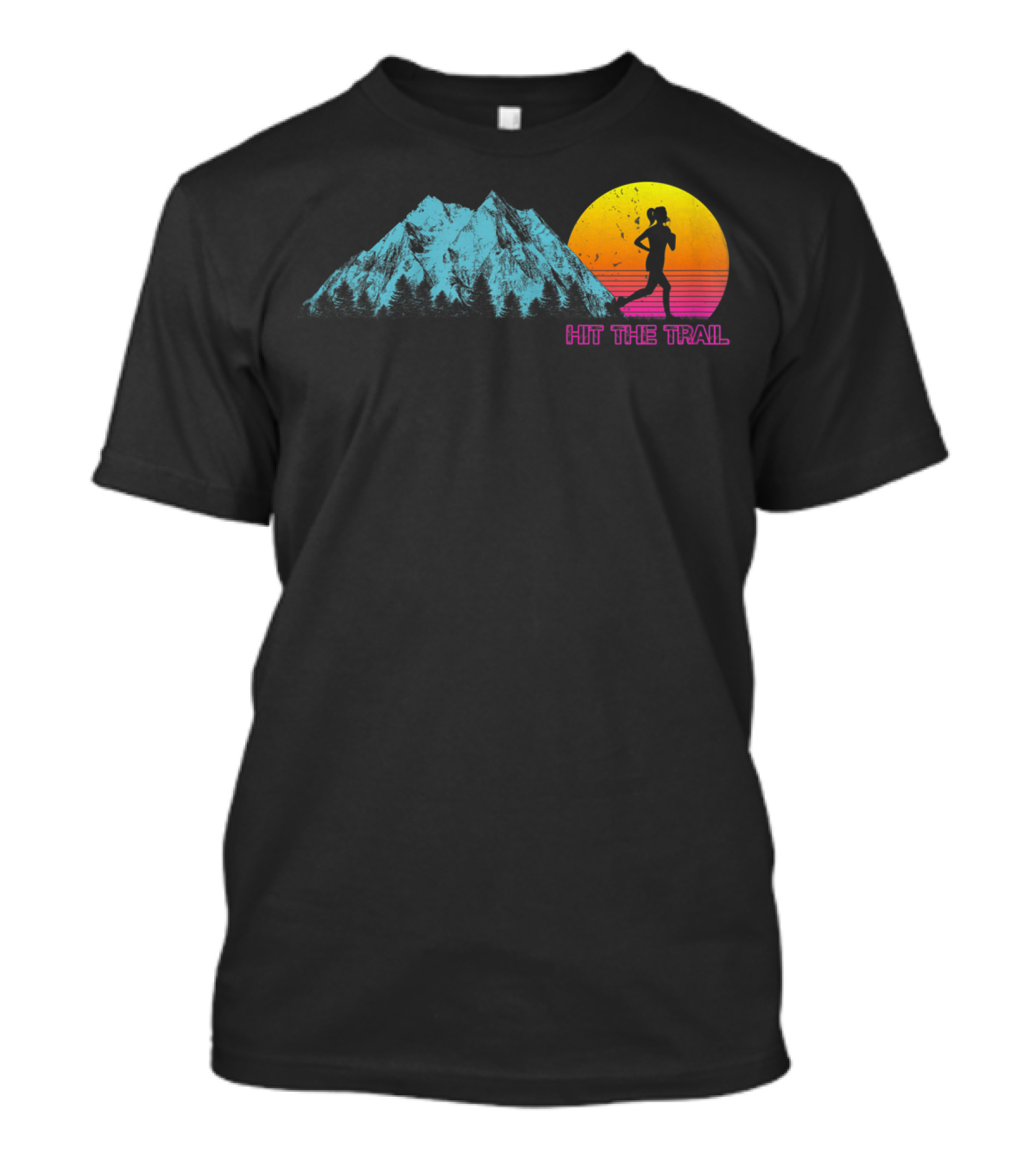 Hit The Trail Running Mountain Sunset Fitness Motivation T-Shirt