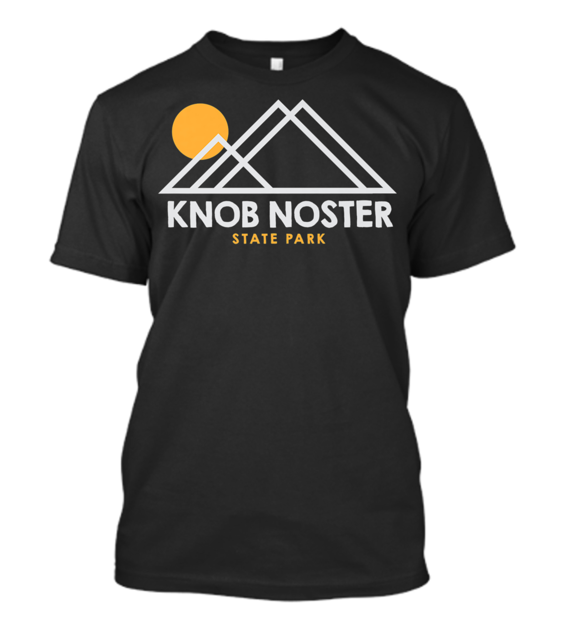 Knob Noster State Park Missouri Outline With Mountain And Sun T-Shirt