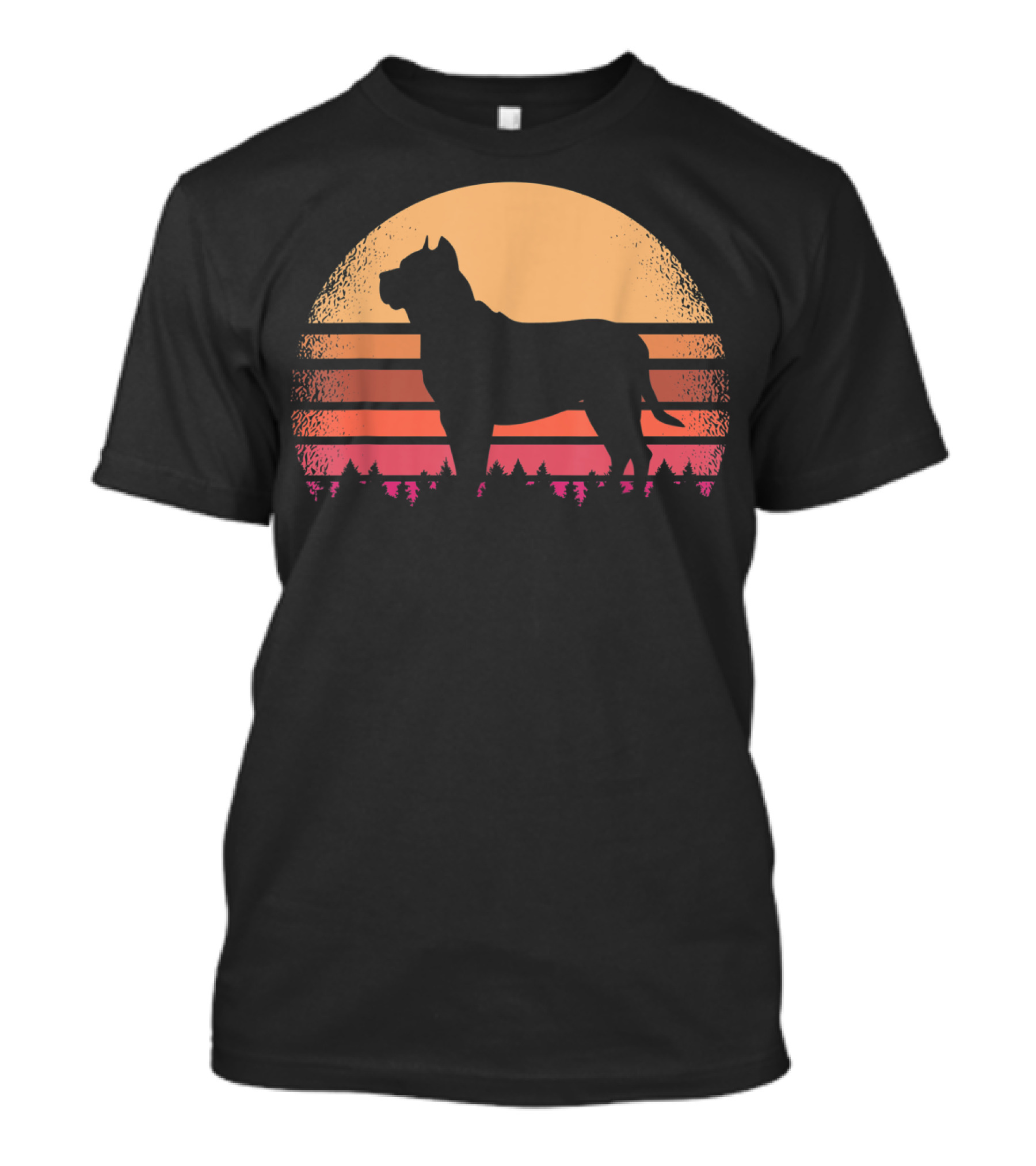 Puppy Dog Distressed Doggo Doggy Silhouette Sunset Retro T-Shirt