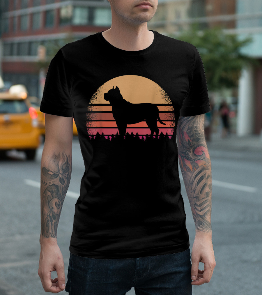 Puppy Dog Distressed Doggo Doggy Silhouette Sunset Retro T-Shirt