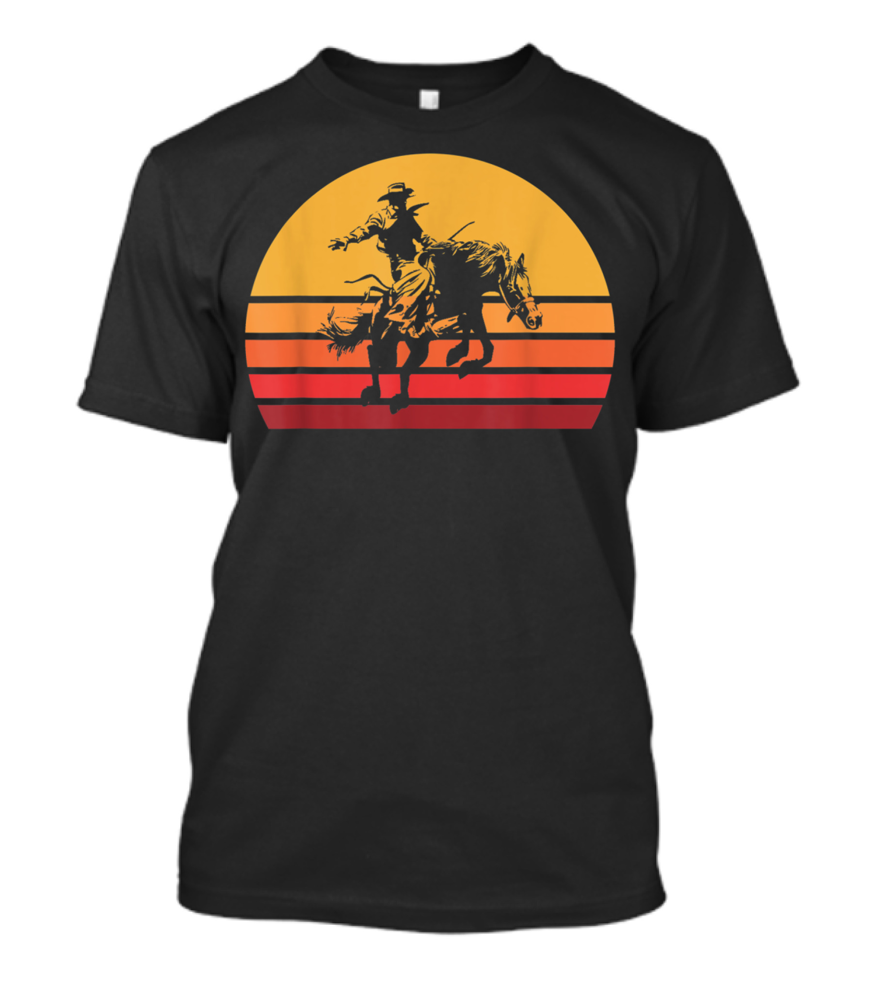 Retro Bronc Riding Vintage Bucking Horse Sunset T-Shirt