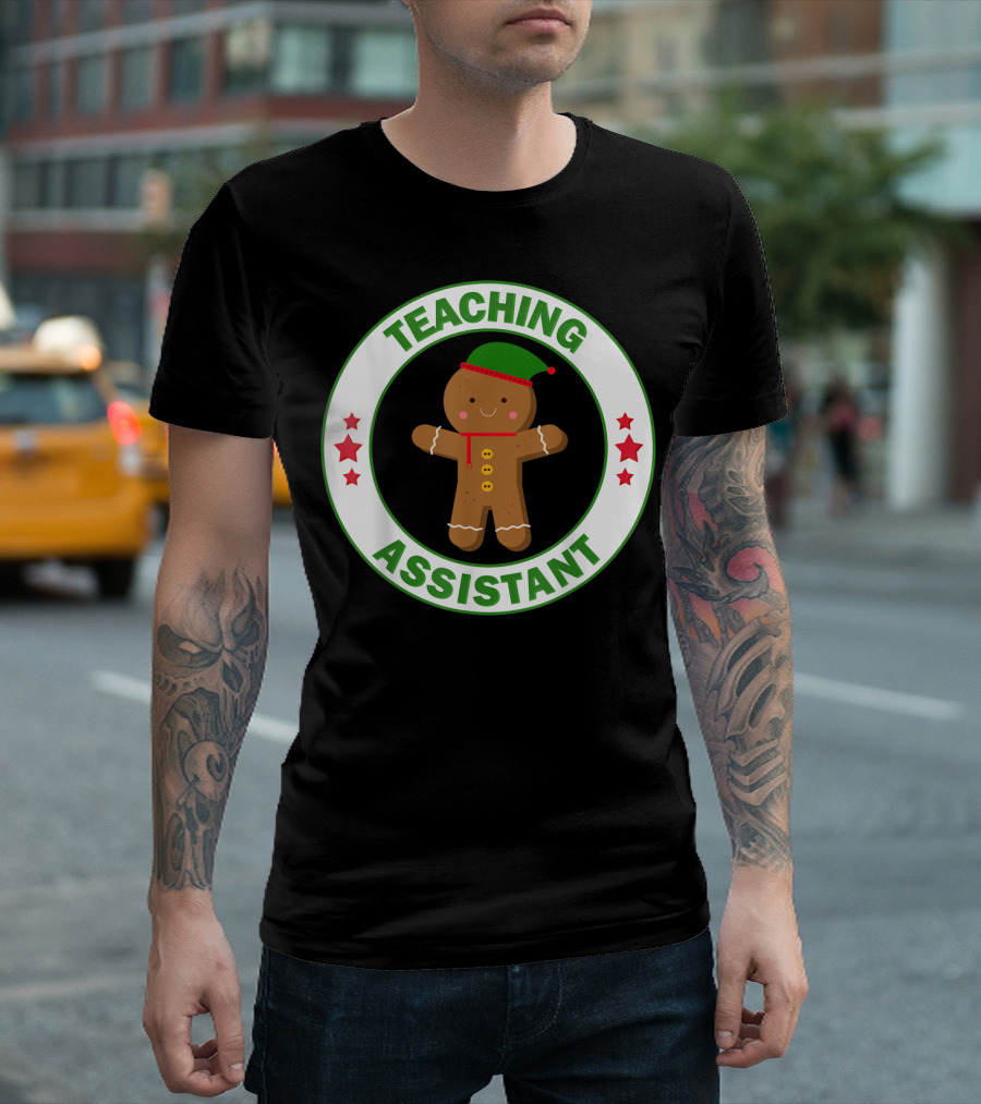 Teaching Assistant Gingerbread Christmas School Teacher Aide T-Shirt