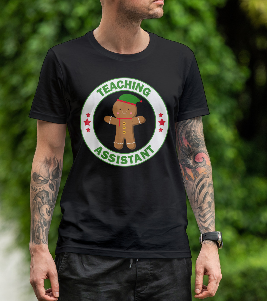 Teaching Assistant Gingerbread Christmas School Teacher Aide T-Shirt