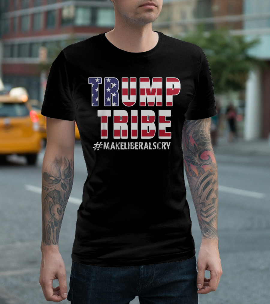 Trump Tribe #MakeLiberalsCry American Flag T-Shirt