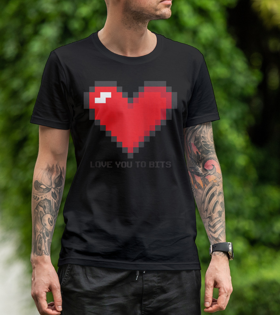 Love You To Bits Video Game Valentines Day Pixel Heart T-Shirt