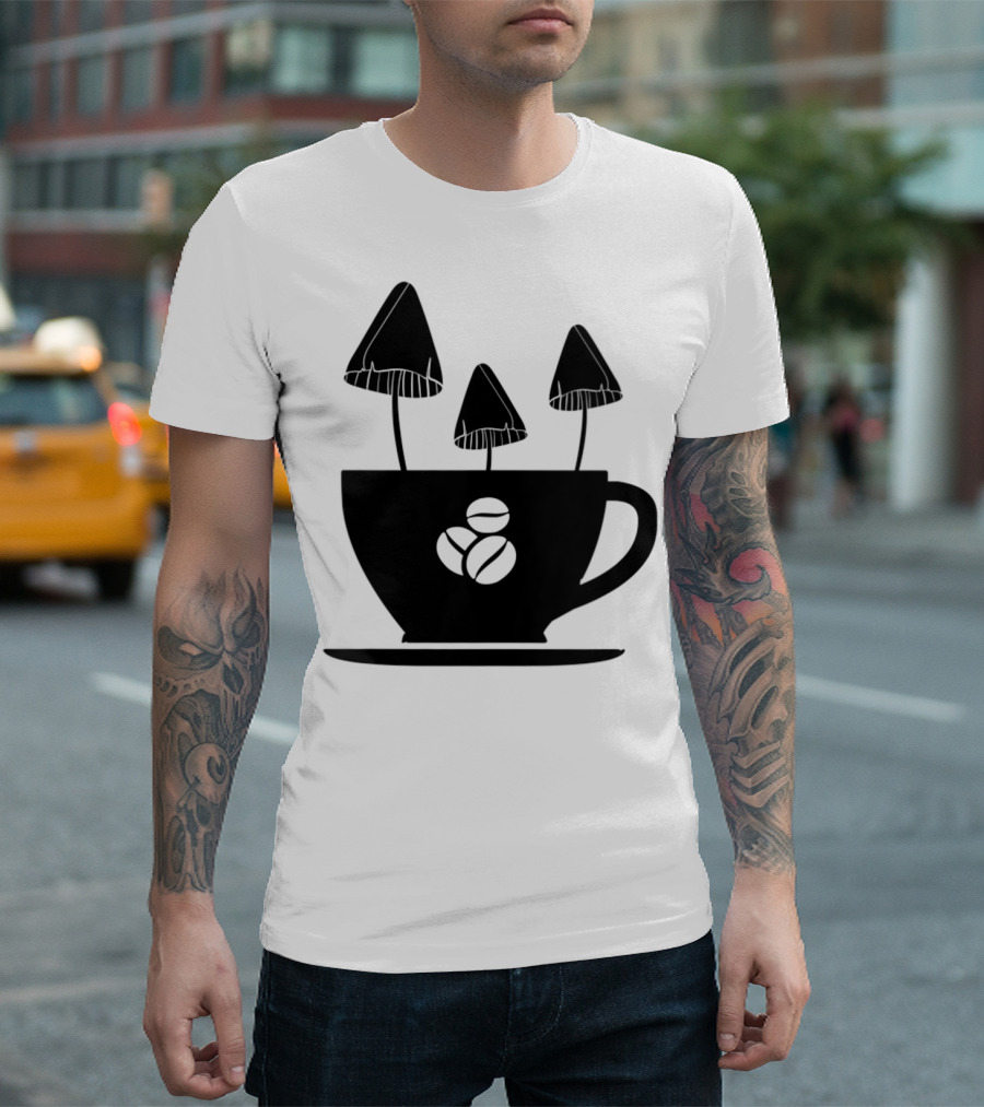 Coffee Mushroom Cup with Beans T-Shirt
