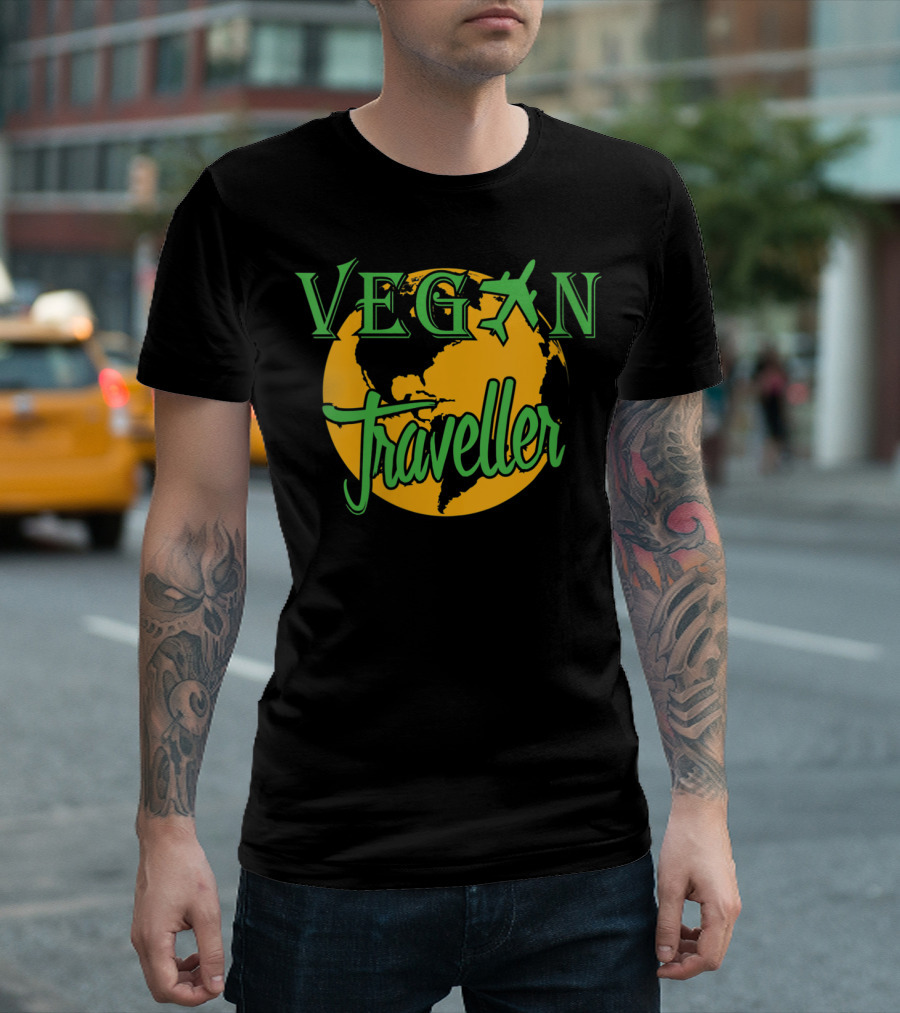 Vegan Traveller Globe VneckWomens Vegan Traveller T-Shirt