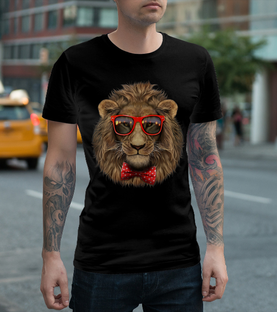 Alpha Lion with Red Sunglasses and Bow Tie T-Shirt