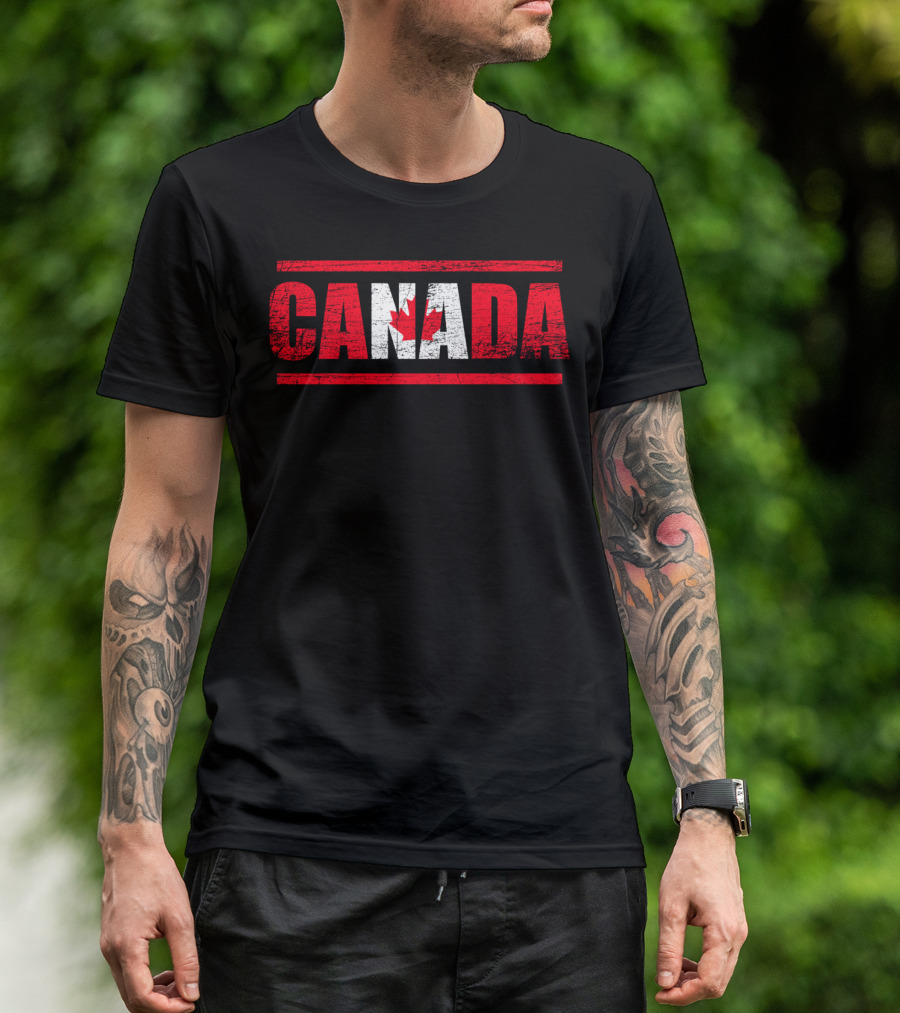 Canada Maple Leaf Bold Red-White Text T-Shirt
