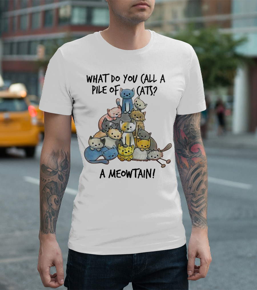 What Do You Call A Pile Of Cats A Meowtain Animal Kitten Kitty Meow T-Shirt