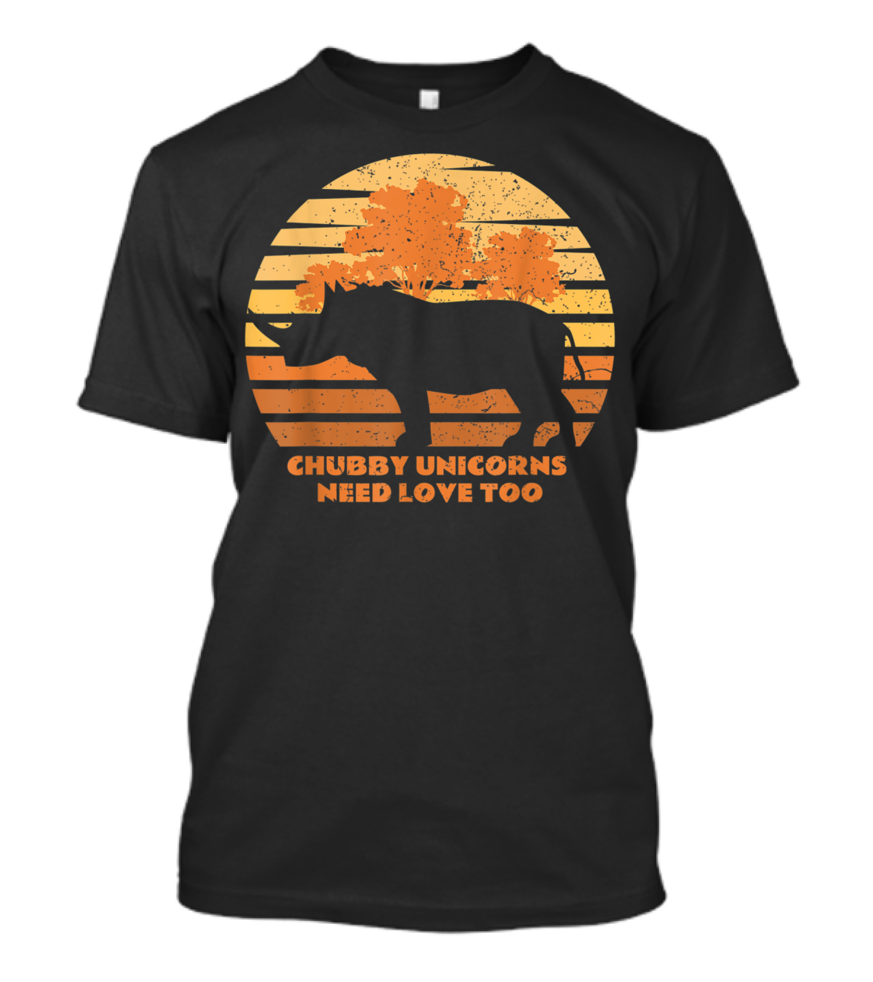 Chubby Unicorns Need Love Too Sunset Rhino T-Shirt