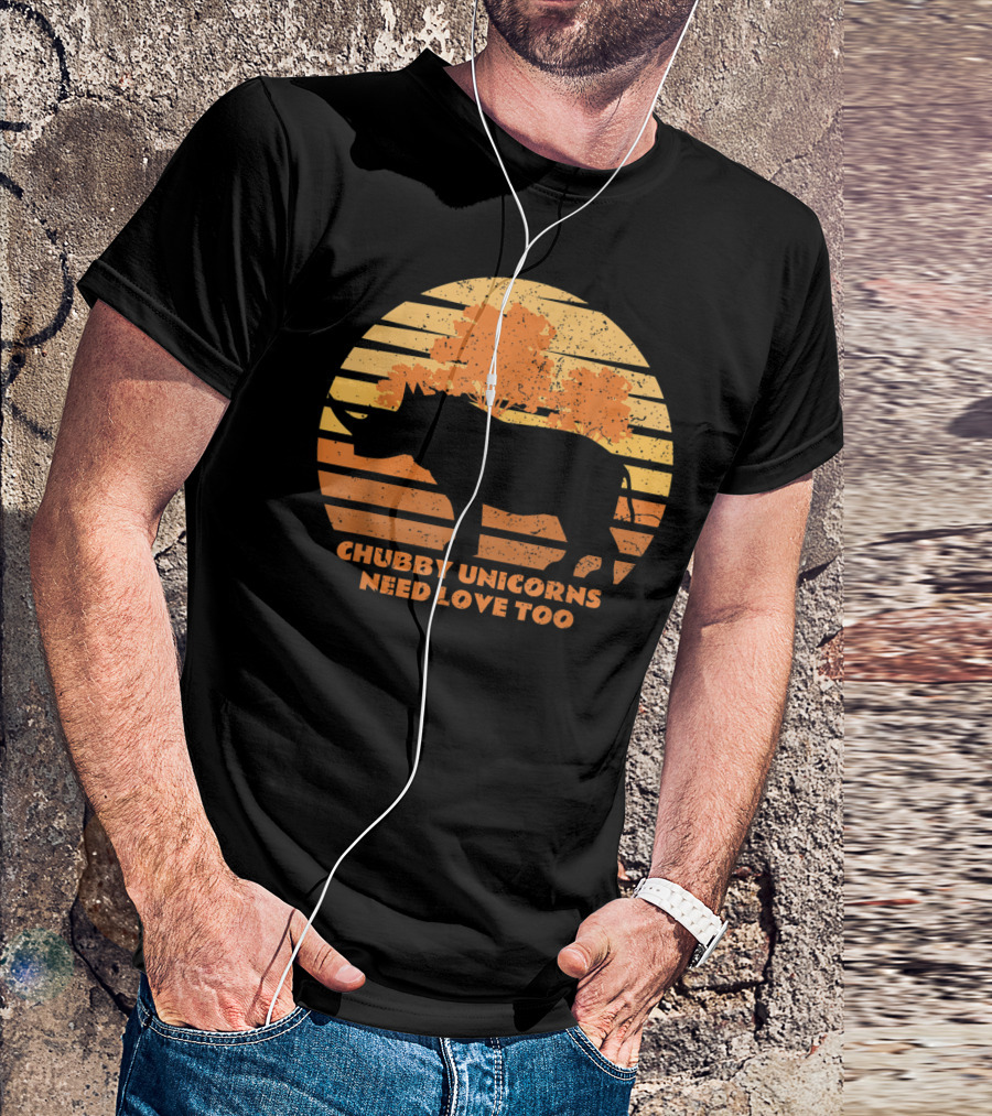 Chubby Unicorns Need Love Too Sunset Rhino T-Shirt