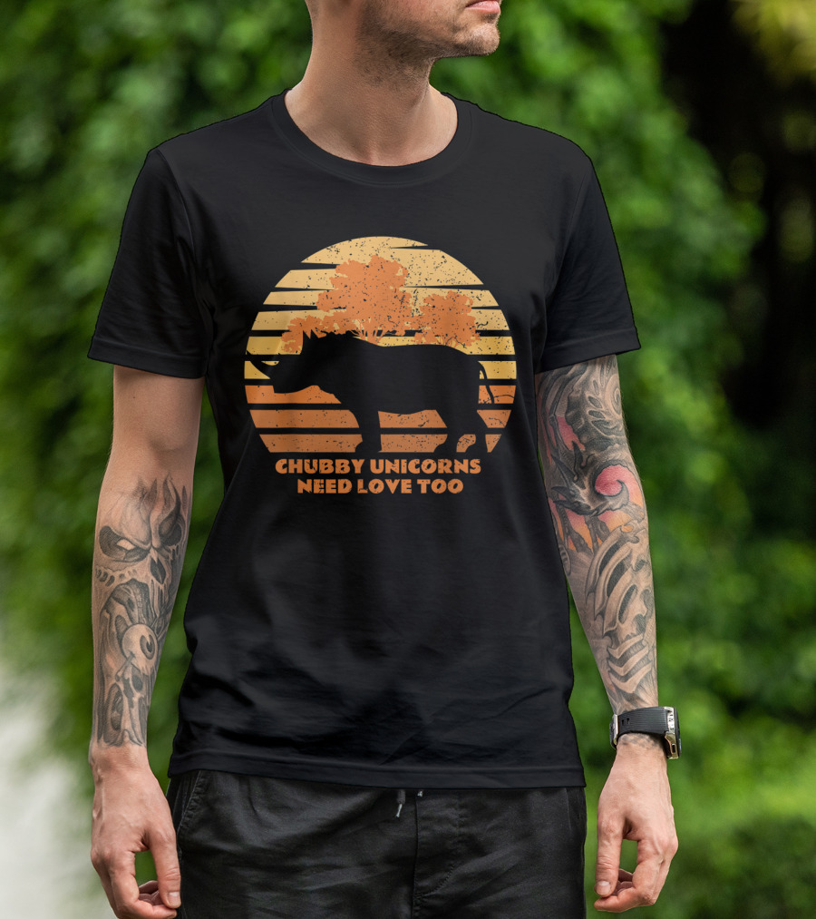 Chubby Unicorns Need Love Too Sunset Rhino T-Shirt