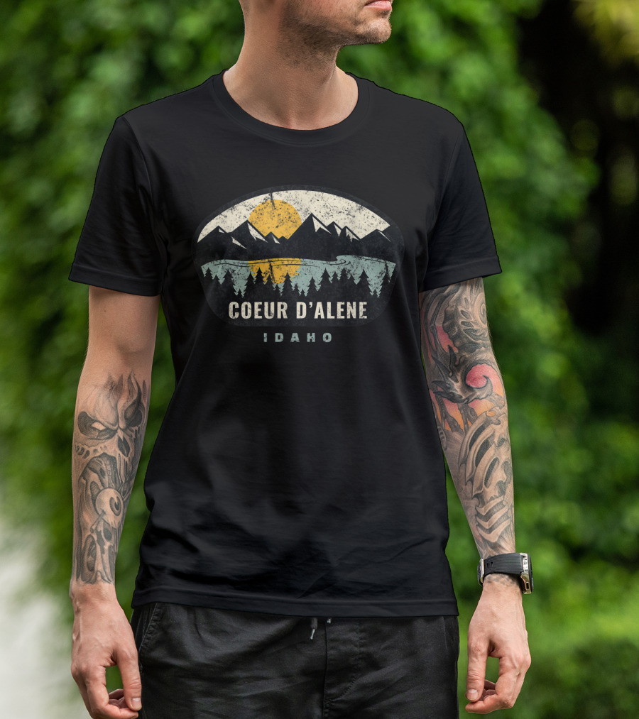 Coeur D'alene Idaho Scenic Mountain Sunset Outdoors Vacation T-Shirt