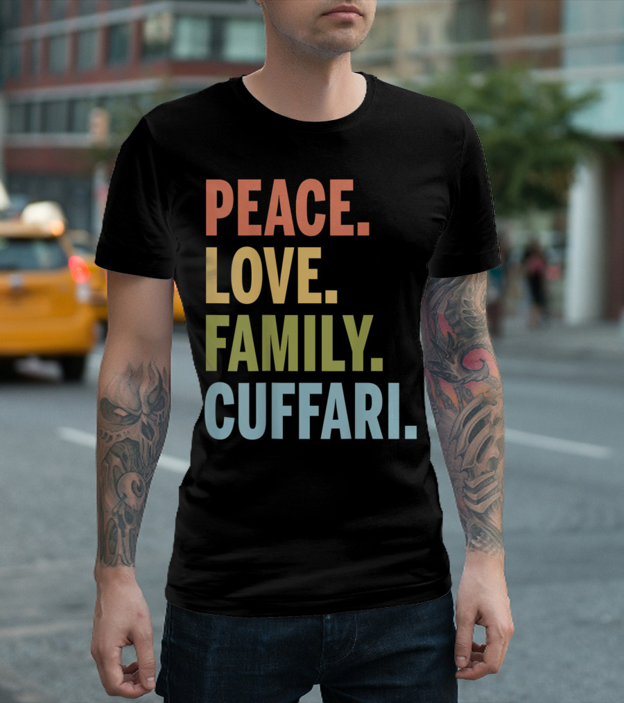 Peace Love Family Cuffari Matching Last Name T-Shirt