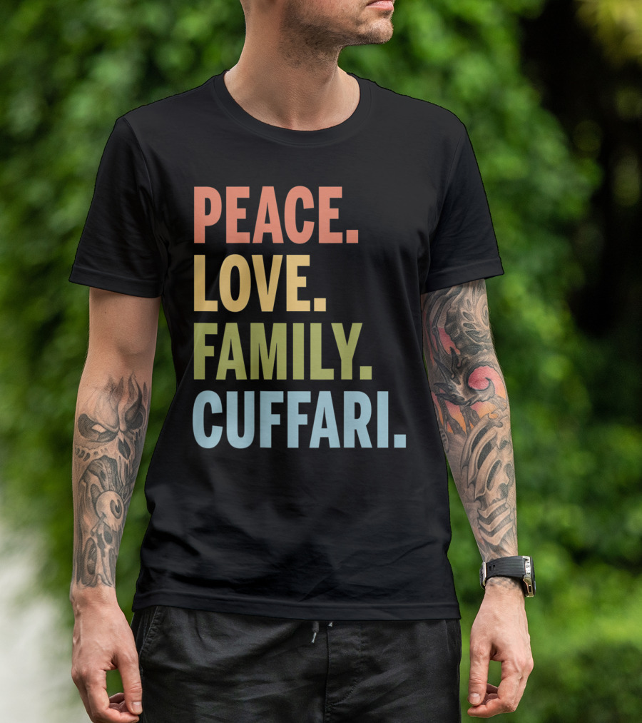 Peace Love Family Cuffari Matching Last Name T-Shirt