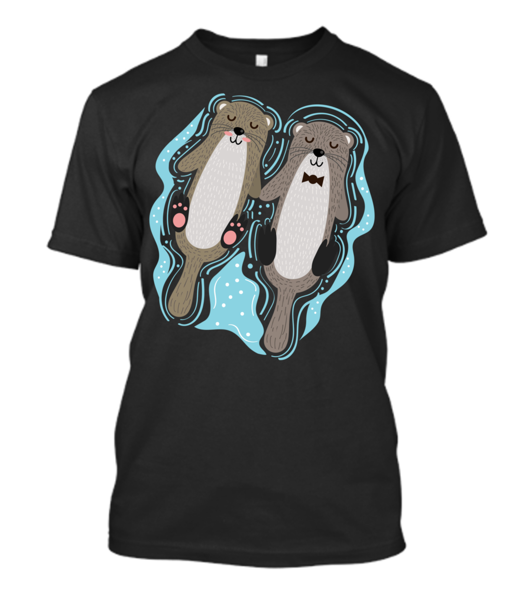 Cute Otters Floating Together Sea Otter Pair T-Shirt