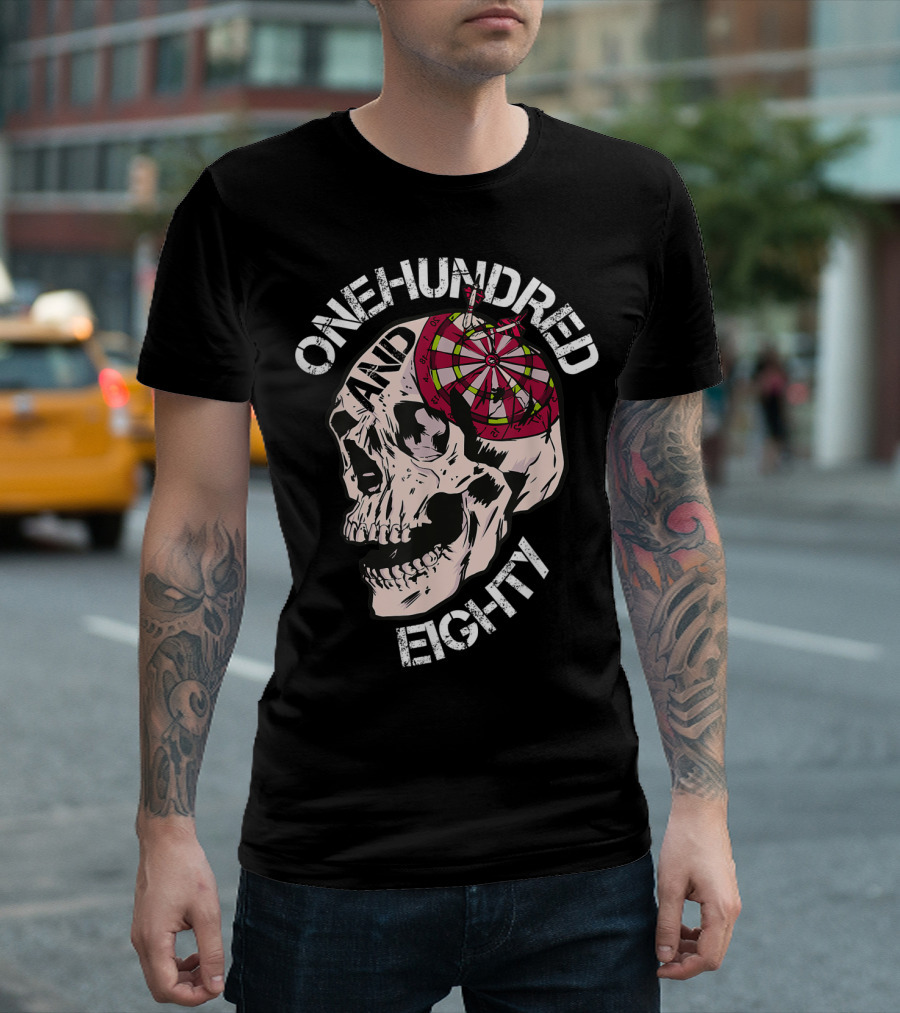 ONE HUNDRED AND EIGHTY Dartboard Skull T-Shirt