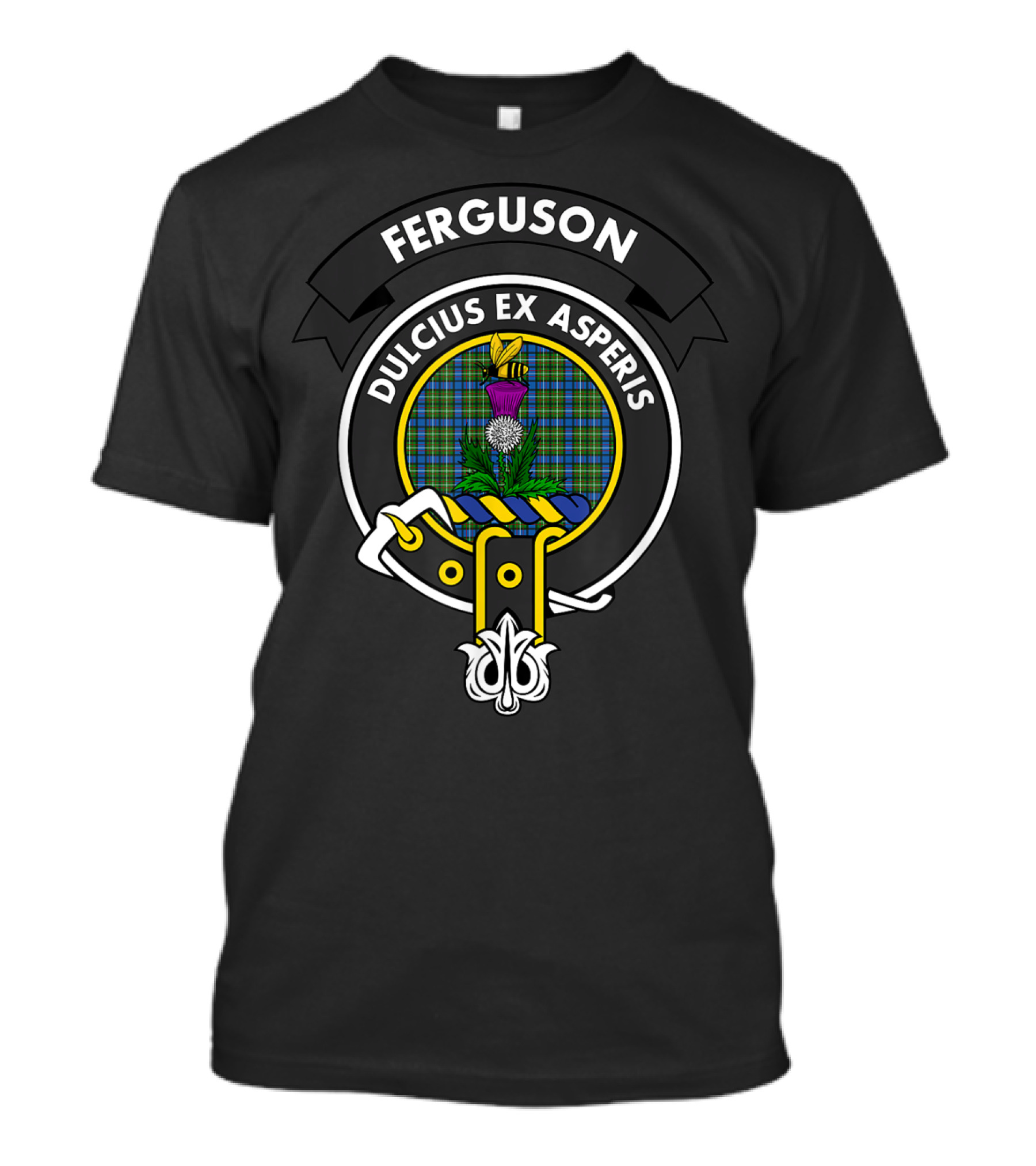 Ferguson Dulcius Ex Asperis Clan Badge Scottish Tartan T-Shirt