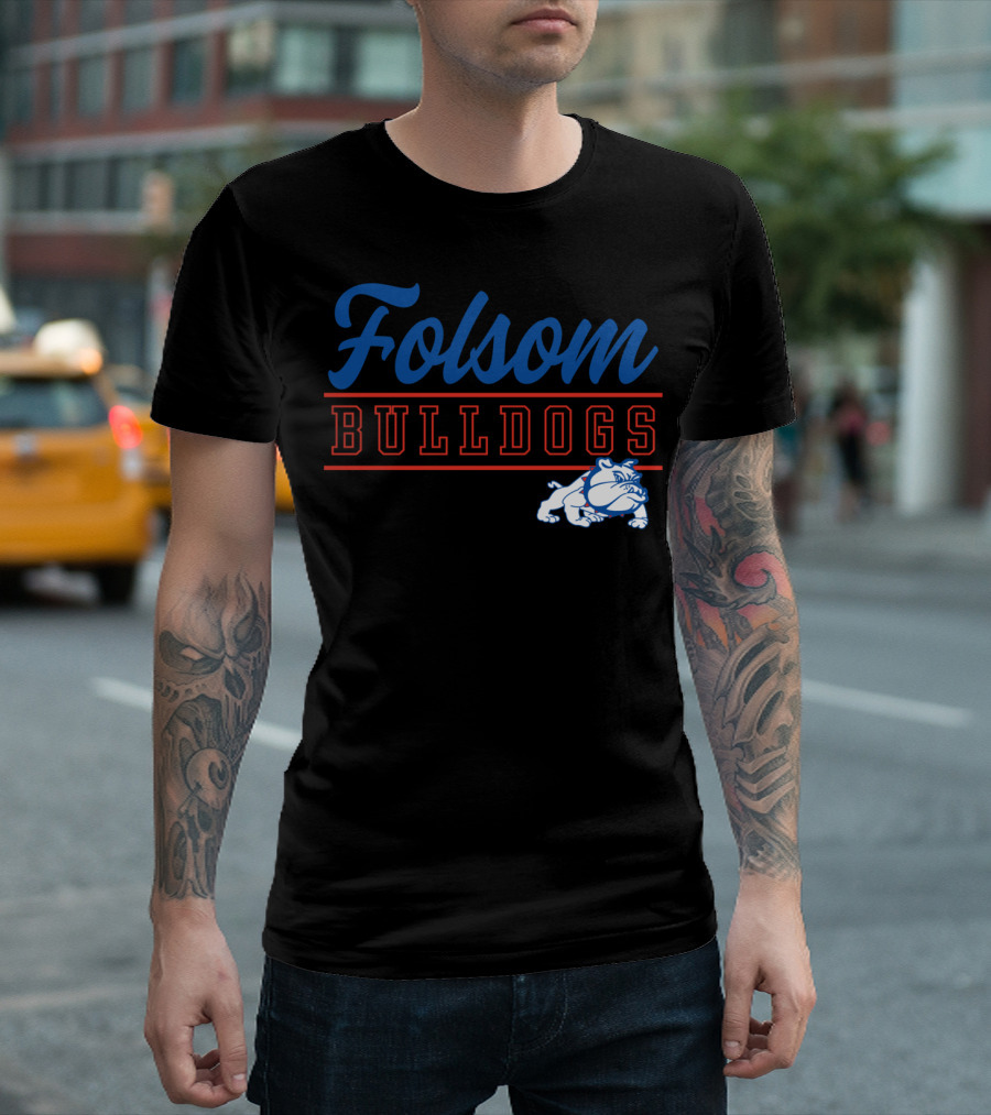 Folsom Bulldogs High School Bulldog Mascot T-Shirt