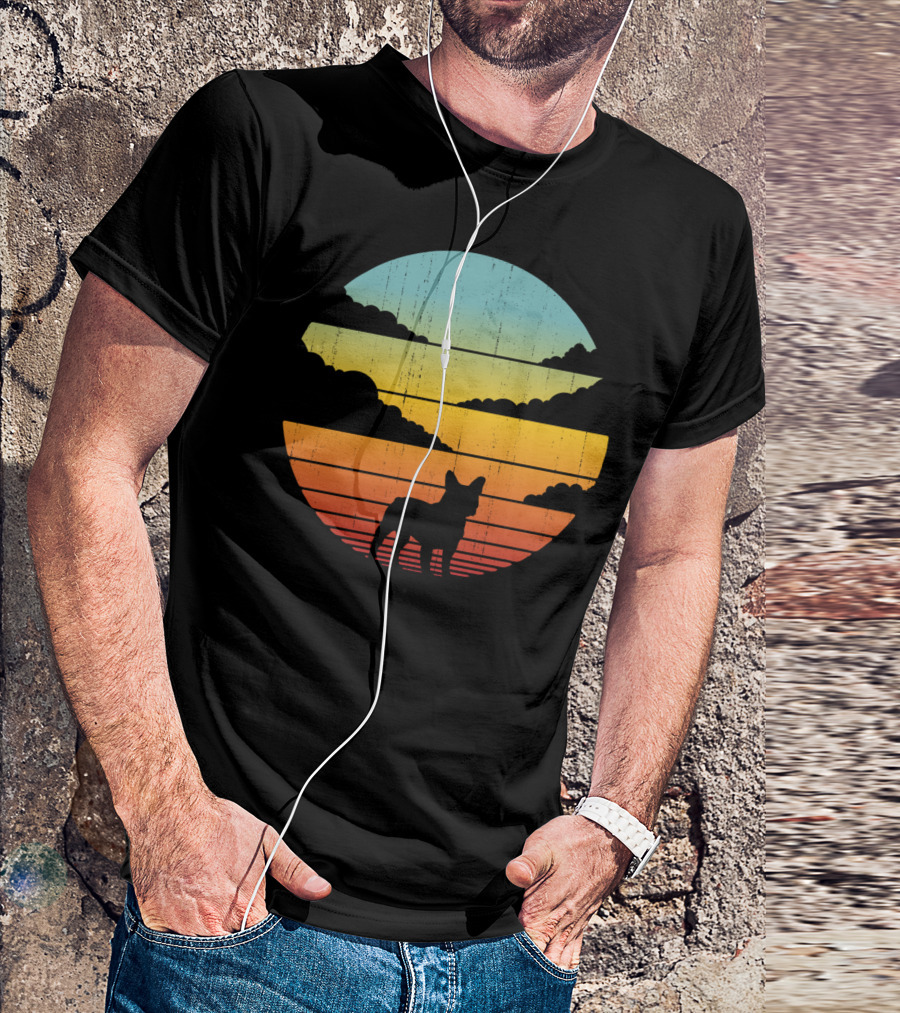 French Bulldog Vintage 60s 70s Sunset T-Shirt