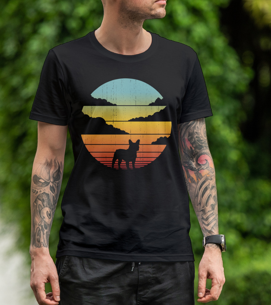 French Bulldog Vintage 60s 70s Sunset T-Shirt