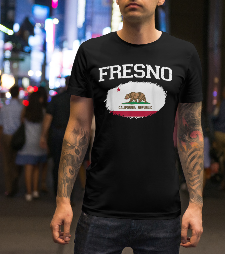 Fresno California Republic Flag Vintage Usa Sports T-Shirt