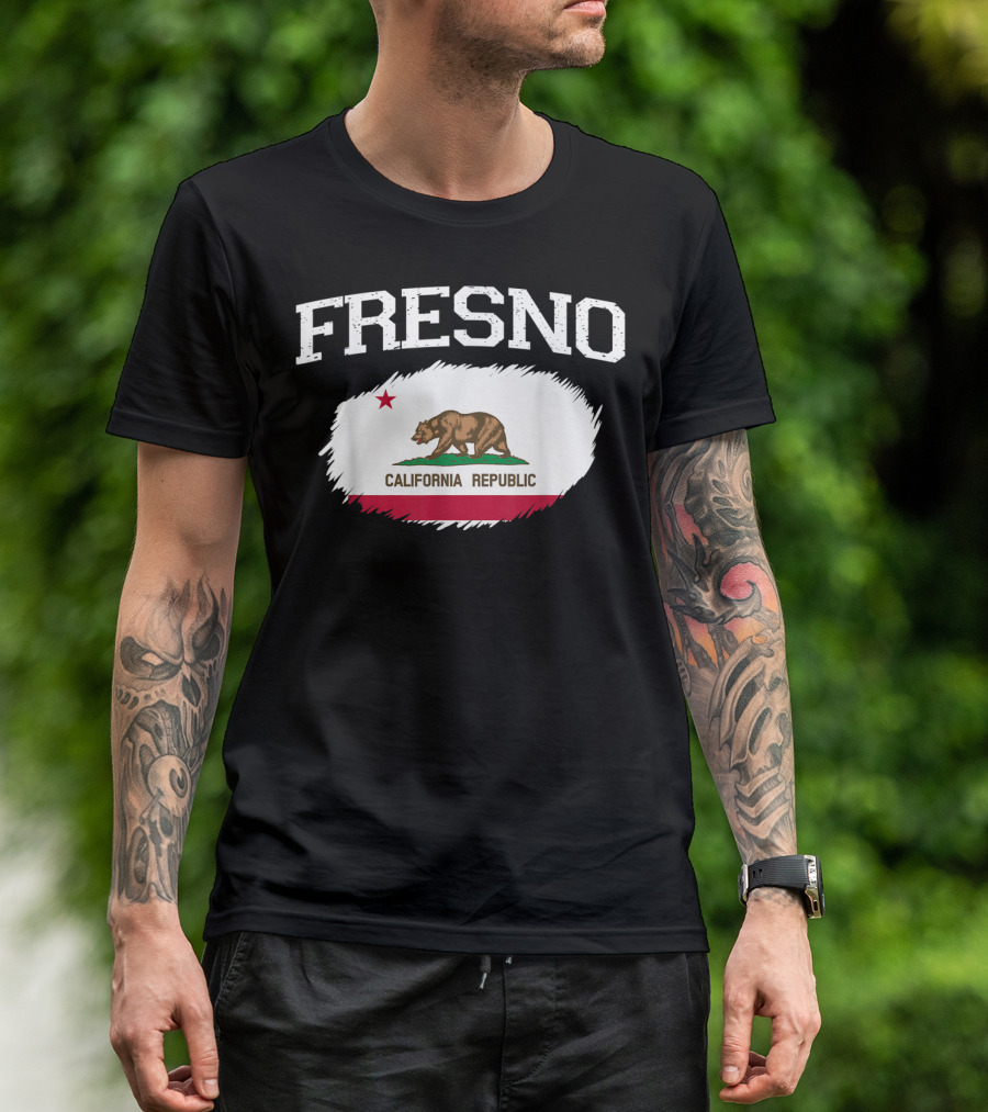 Fresno California Republic Flag Vintage Usa Sports T-Shirt