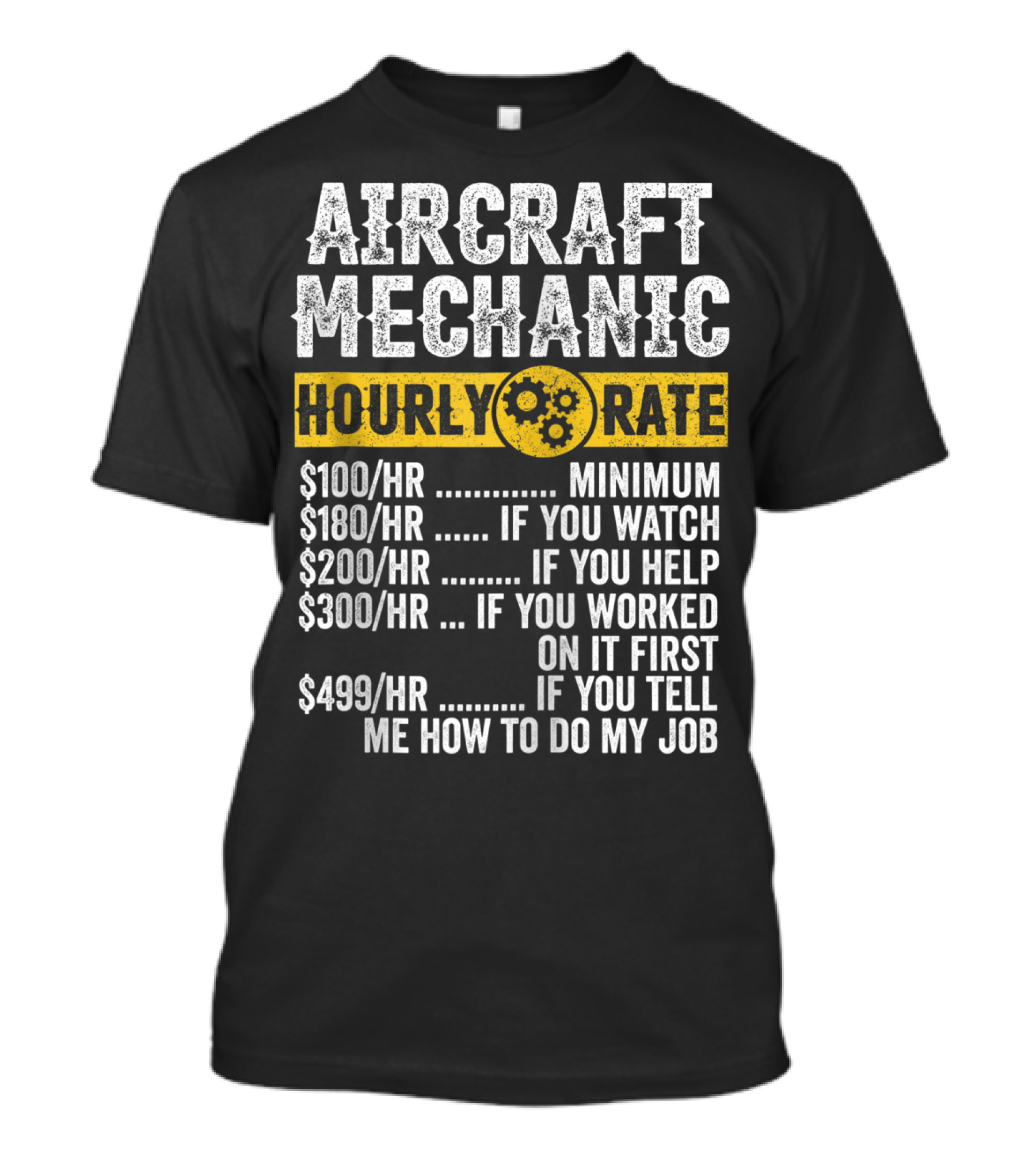 Aircraft Mechanic Hourly Rate Funny Vintage T-Shirt