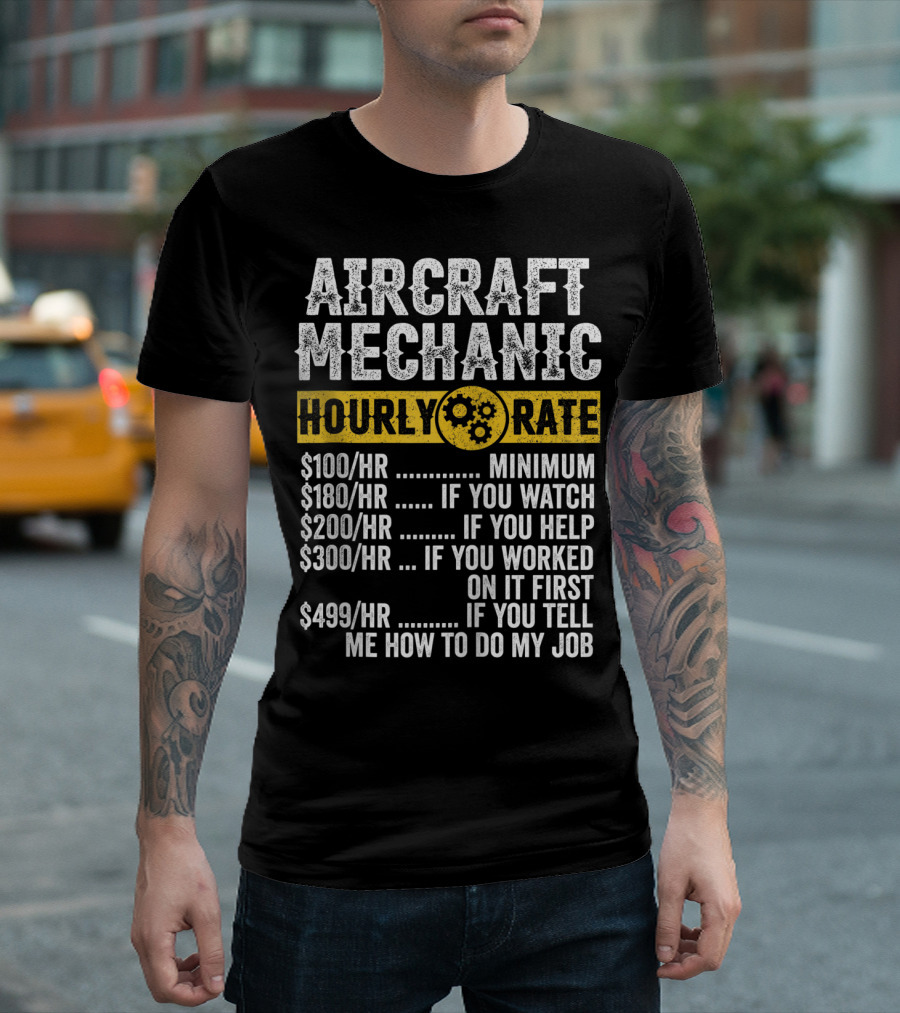 Aircraft Mechanic Hourly Rate Funny Vintage T-Shirt